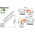 Лестница К-002м/2 П c подступенками сосна (6 уп)