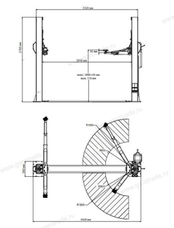 Подъёмник 5.5 т c нижней синхронизацией TST55W Trommelberg 2-стоечный