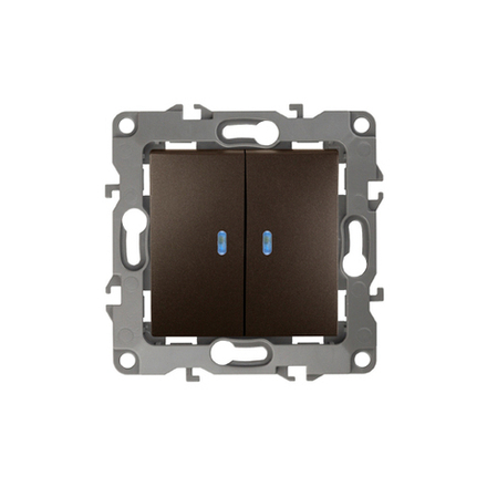 Выключатель ЭРА Серия 12 12-1105-13 двойной с подсветкой 10АХ-250В IP20 Эра12 бронза