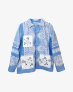 Куртка Soeurs Украшенная Светло-Голубыми Цветами / Light Blue Flowers Jacket синяя