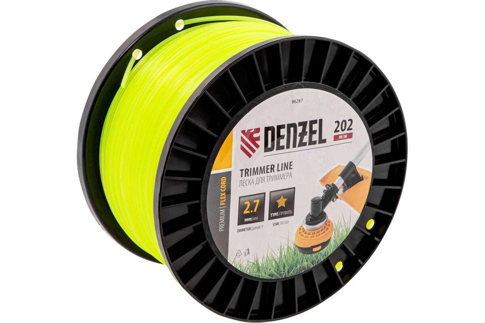 Леска FLEX CORD звезда 2.7 мм, 202 м, на DIN катушке для триммера Denzel 96287