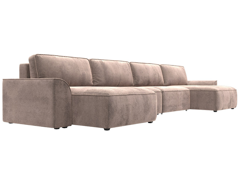 Диван П-образный Лига-048 НПБ лонг, TOWER 05 бежевый, Велюр, 128355