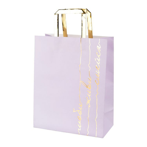 Пакет подарочный из крафт-бумаги "Люби, живи, смейся"  26*12,7*32,4 см