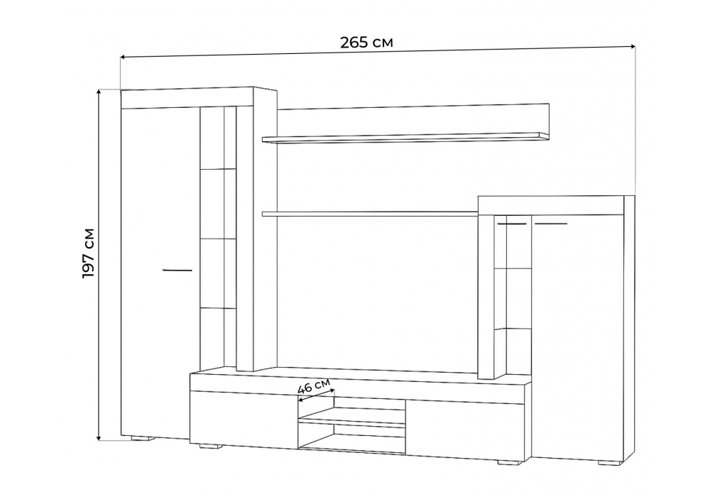 Готовая гостиная Woodville Swede цемент светлый, белый