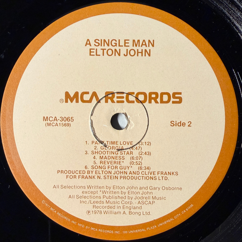 Elton John ‎– A Single Man (США 1978г.) Т