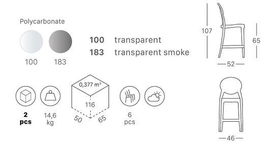 Стул полубарный прозрачный  серый Igloo Италия Scab Design