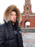 Пуховик мужской удлиненный "Russia" черный