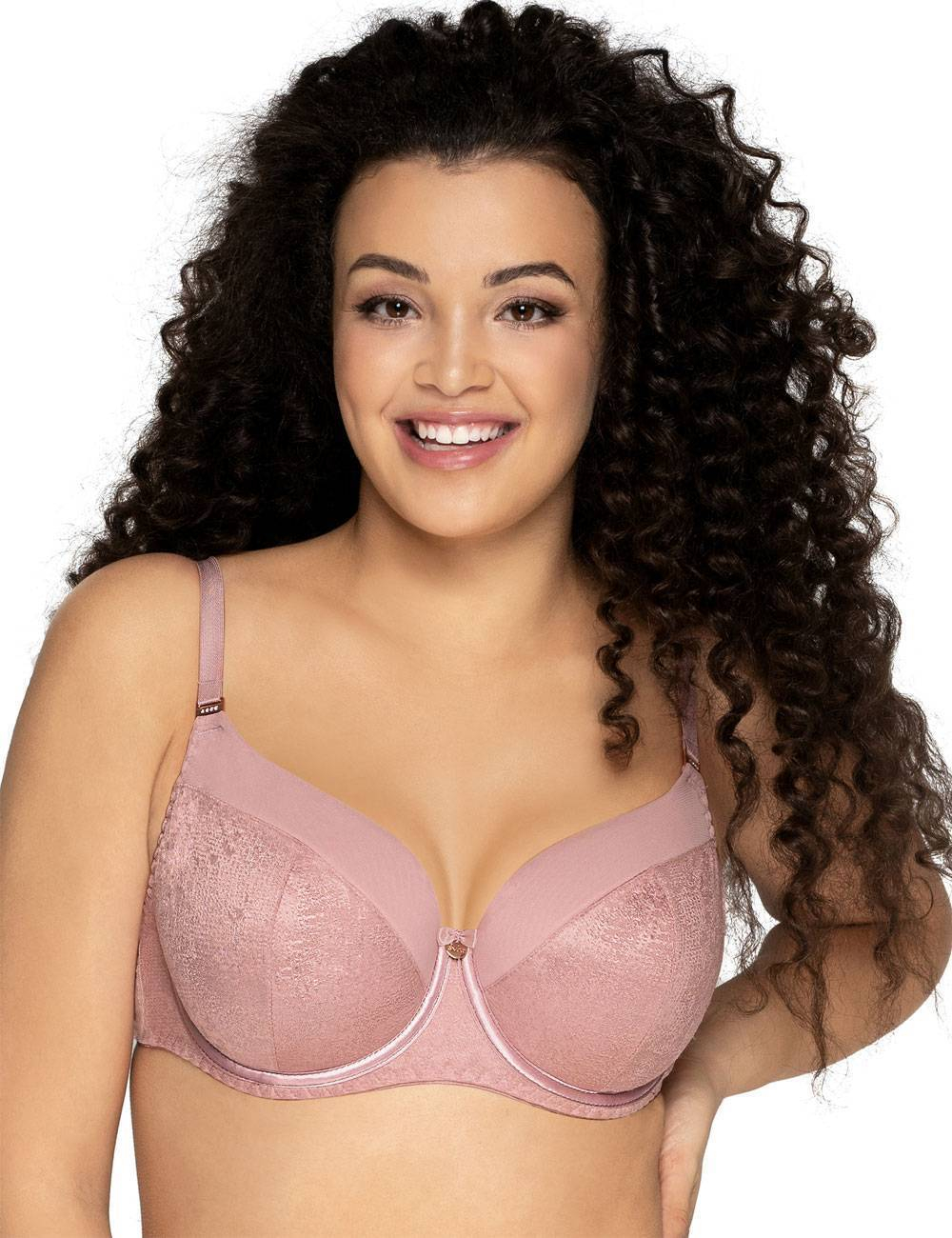 Бюстгальтер с чашками plus size из жаккардовой ткани на тонком поролоне (Размер: 95G) (Цвет: нежно-розовый)