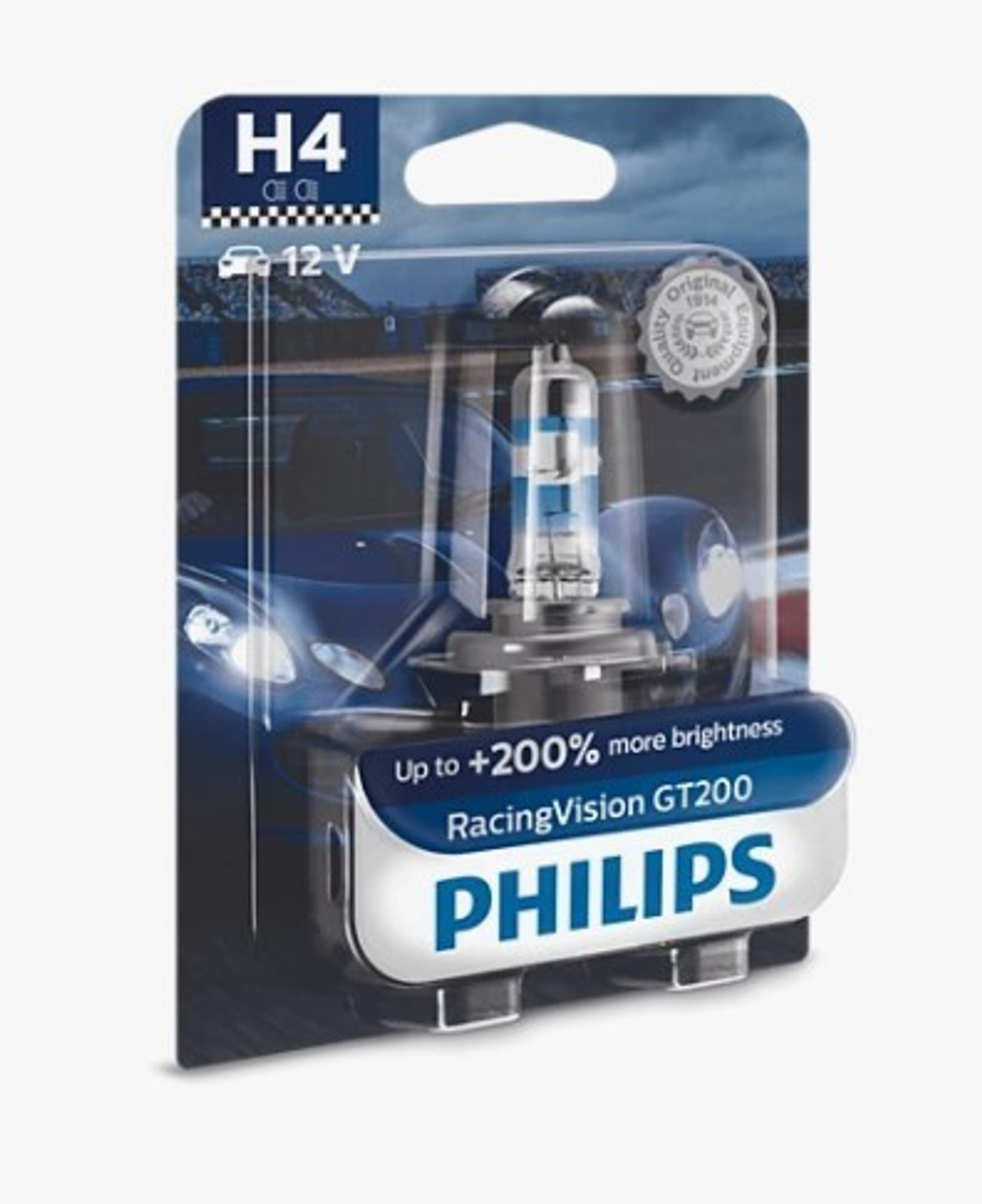 Лампа 12 В H4 60/55 Вт Р43 +200% Racing Vision галогенная Philips
