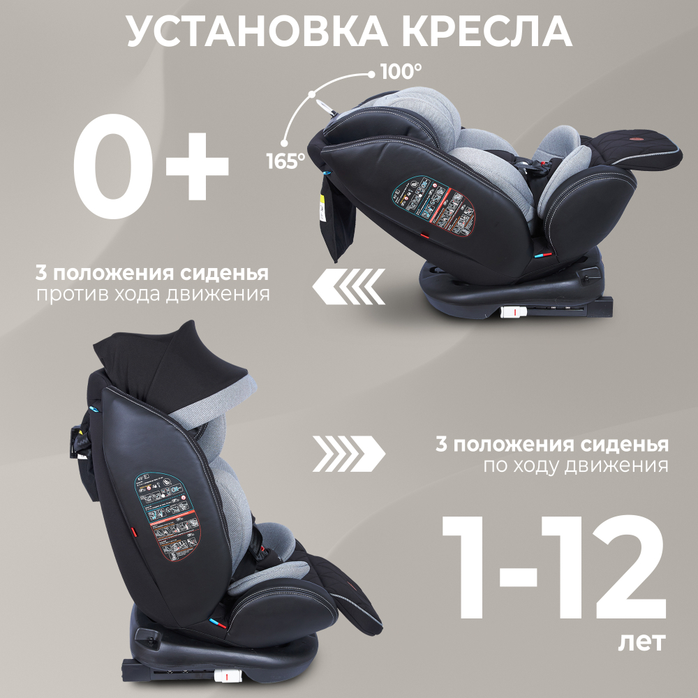 Автокресло поворотное (0-36) Sweet Baby Suburban 360 Isofix Gray