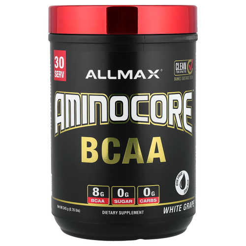 ALLMAX, AMINOCORE™ BCAA, со вкусом белого винограда, 345 г (0,76 фунта)