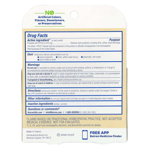 Boiron, Pulsatilla, от простуды и снятия слизи, гранулы Meltaway, 30C, 3 тюбика, 80 гранул в каждой