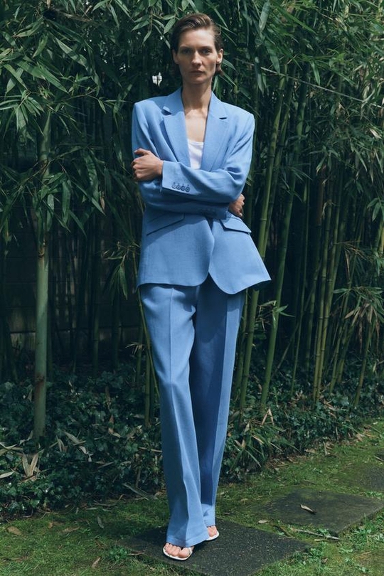 ZARA БРЮКИ ИЗ СМЕСОВОГО ЛЬНА — ZW COLLECTION, НЕБЕСНО-ГОЛУБОЙ
