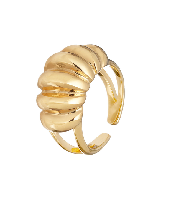 Кольцо ребристое золото, рег размер