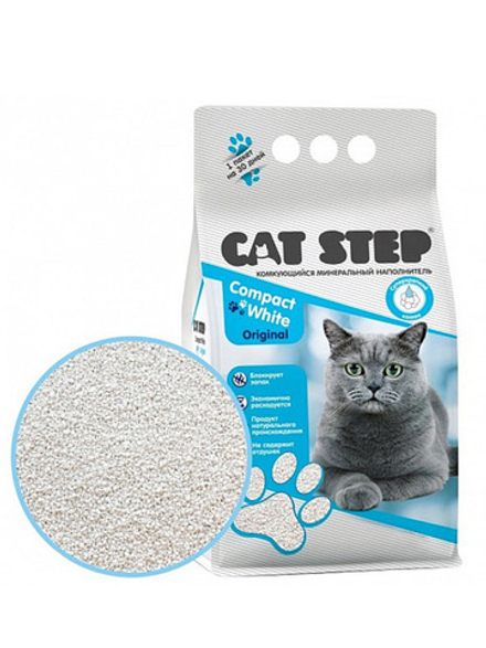 CAT STEP Compact White Original Наполнитель комкующийся минеральный 10 л
