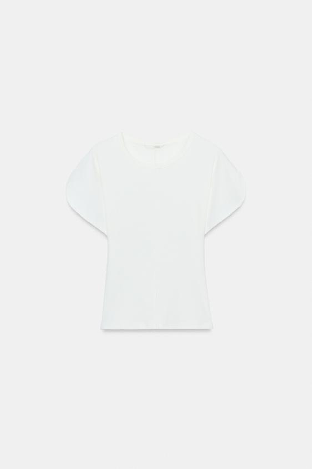 ZARA ФУТБОЛКА С ОБЪЕМНЫМИ РУКАВАМИ, ЖЕЛТОВАТО-БЕЛЫЙ