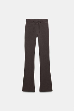 ZARA РАСКЛЕШЕННЫЕ БРЮКИ С ЭФФЕКТОМ ПОТЕРТОСТИ, КОРИЧНЕВЫЙ