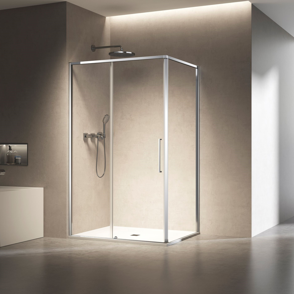 Душевой уголок Слим 8мм (Slim 8mm) Vincea VSR-6SL9013CL, 1300*900, хром, стекло прозрачное