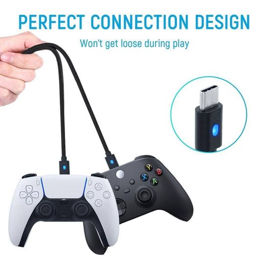 USB Type-C кабель DOBE с индикатором для зарядки геймпадов DualSense (PS5), Xbox Series X/S и Nintendo Switch консолей, Charging Cable