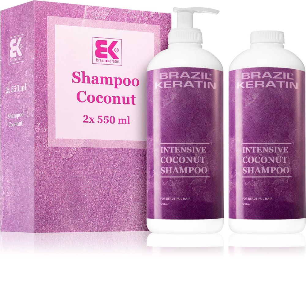 Brazil Keratin Coco shampoo for damaged hair 2x550 мл Coconut Shampoo