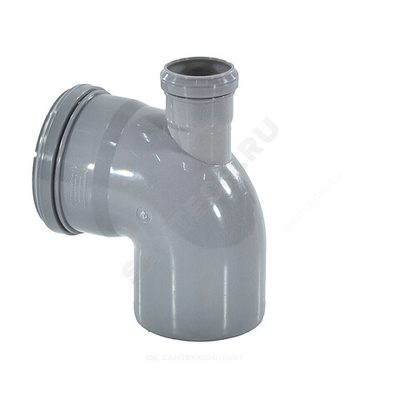 Отвод PP-H с выходом фронтально-вверх серый Дн 110х50х87гр б/нап в/к RTP (РосТурПласт) 36651