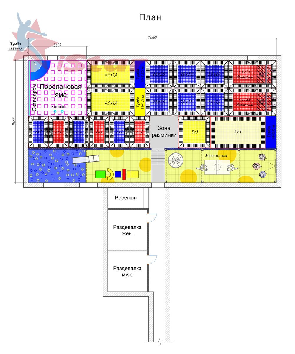 Батутный парк - 266м2