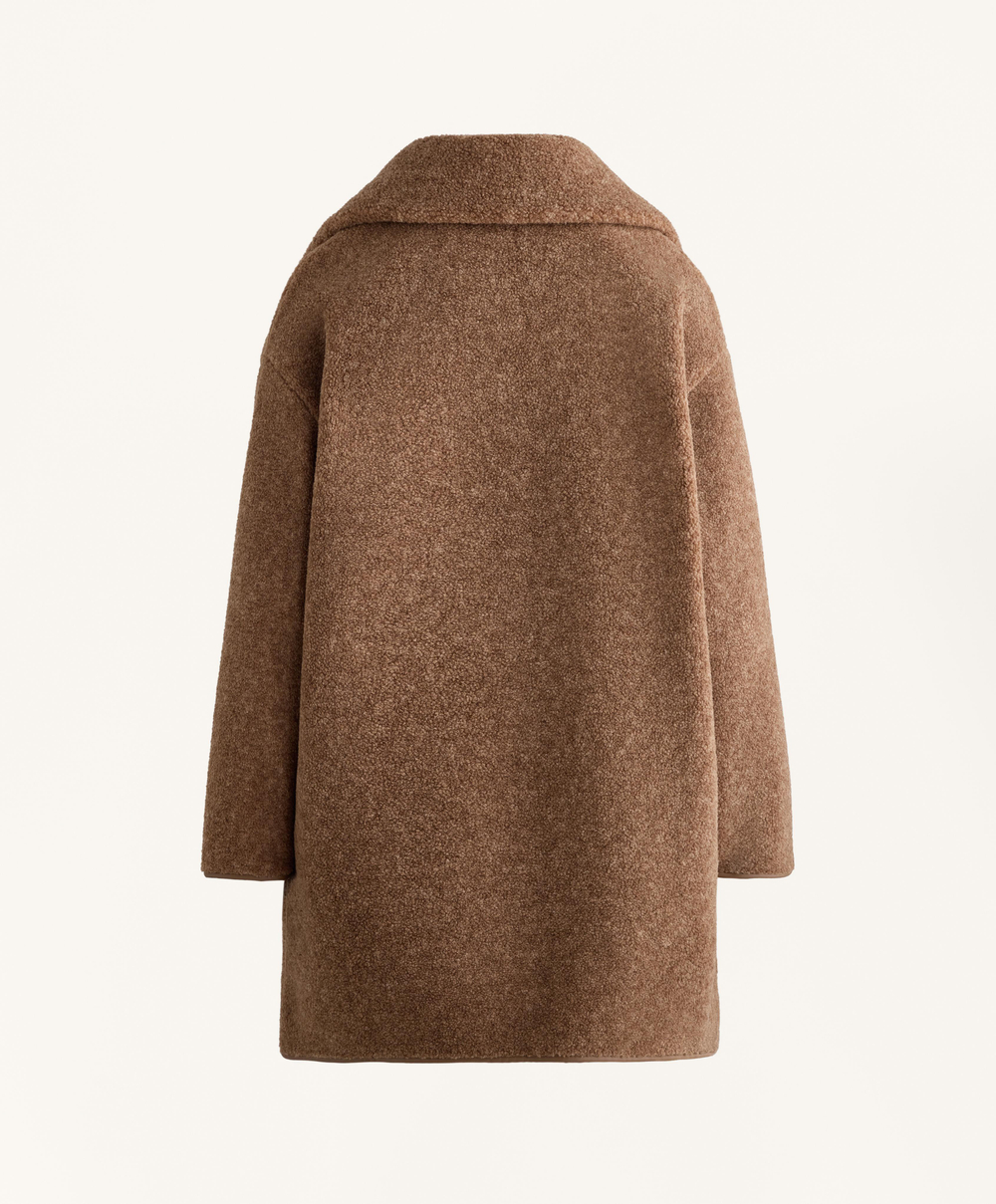 Oysho Длинная куртка из искусственной овчины, коричневый меланж