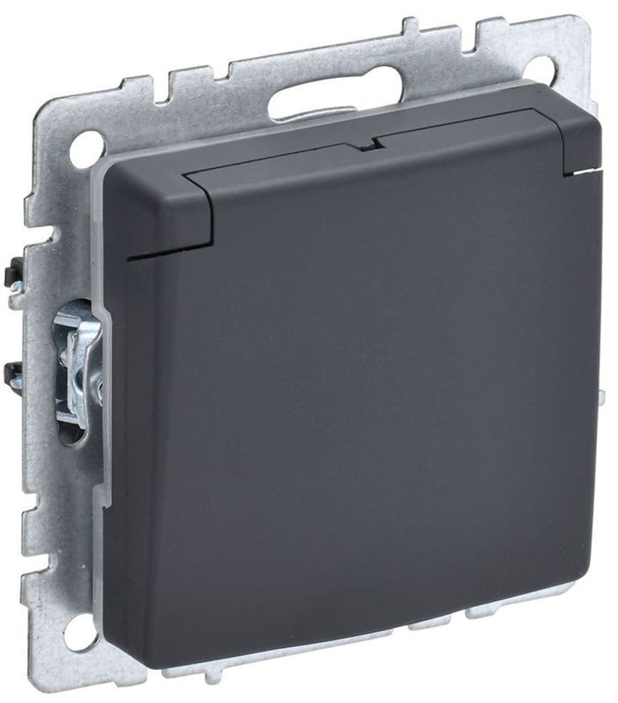 Розетка BRITE РСбш10-3-44-БрГ 16А IP44 с заземл. защ. шторки с крышкой механизм графит IEK BR-R16-16-44-K53 Розетка BRITE РСбш10-3-44-БрГ 16А IP44 с заземл. защ. шторки с крышкой механизм графит IEK BR-R16-16-44-K53