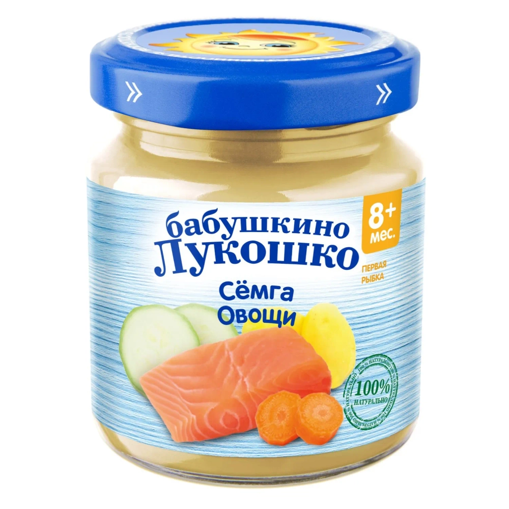 Пюре Бабушкино лукошко Семга-овощи с 8 мес 100