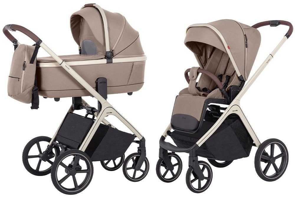 Коляска Carrello Vector CRL-6550 Ammonite AY329 Pro Absolute Black с базой Isofix 3 в 1 Walnut Beige