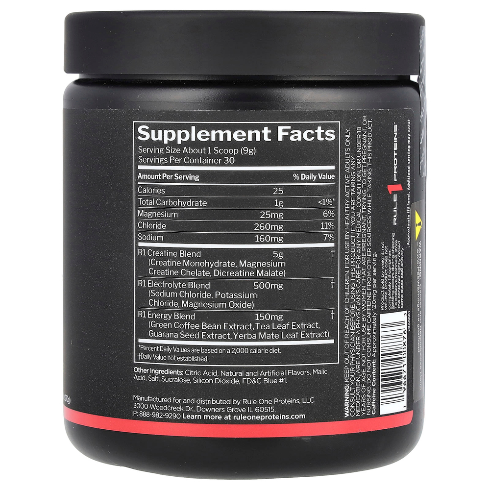 Rule One Proteins, заряженный креатин, лимонад с голубой малиной, 270 г (9,52 унции)