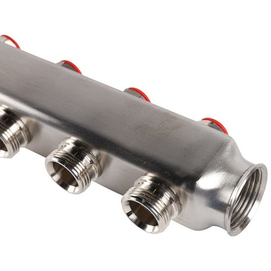 Коллектор Rommer 1"x3/4" на 11 контуров с запорными клапанами (нерж. сталь) RMS-3200-000011