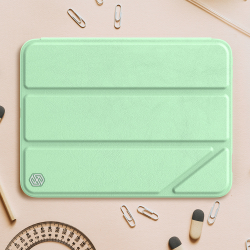 Чехол книжка зеленого цвета(Matcha Green) от Nillkin для планшета iPad Mini 6 и Mini 7, серия Bevel Leather Case, функция пробуждения и сна