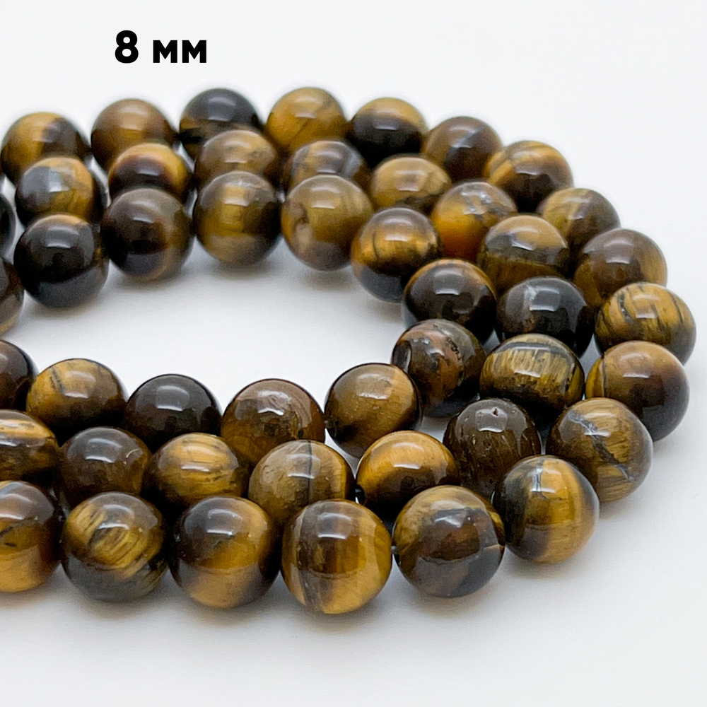 Тигровый глаз бусины, диаметр 8,3-8,4 мм, цена за 22-23 шт (1/2 нити)
