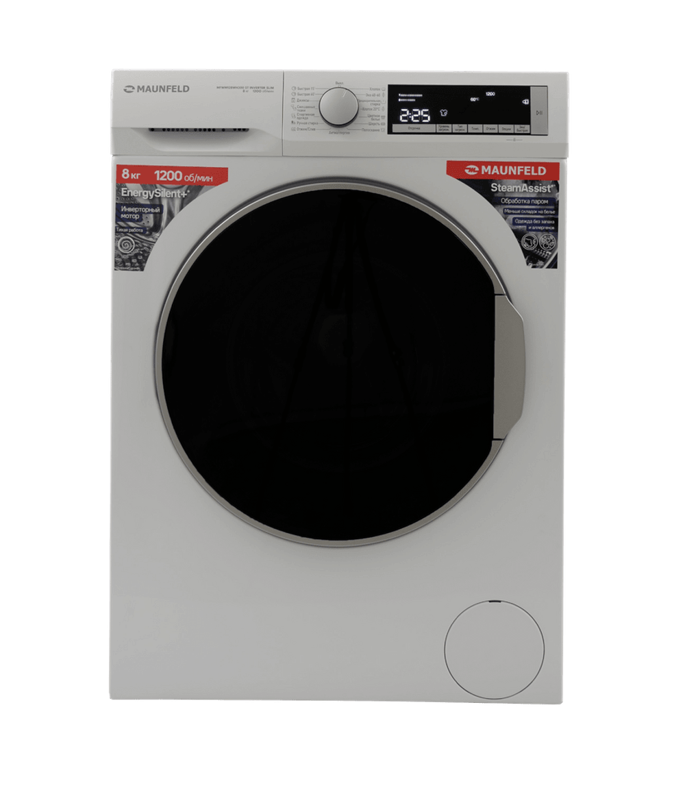Стиральная машина с инвертором и паром MAUNFELD MFWM128WH300 ST INVERTER SLIM