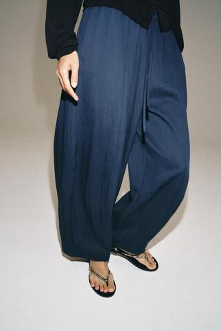 ZARA БРЮКИ BARREL — ZW COLLECTION, ЧЕРНИЛЬНО-СИНИЙ