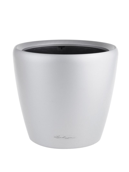 Кашпо Lechuza "Classico LS Complete silver metallic" (пластик), D35xH33 см