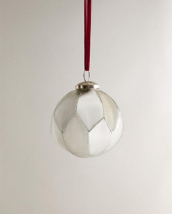 ZARA HOME ЕЛОЧНЫЙ ШАР С РЕЛЬЕФНЫМ УЗОРОМ «РОМБЫ», СЕРЕБРЯНЫЙ