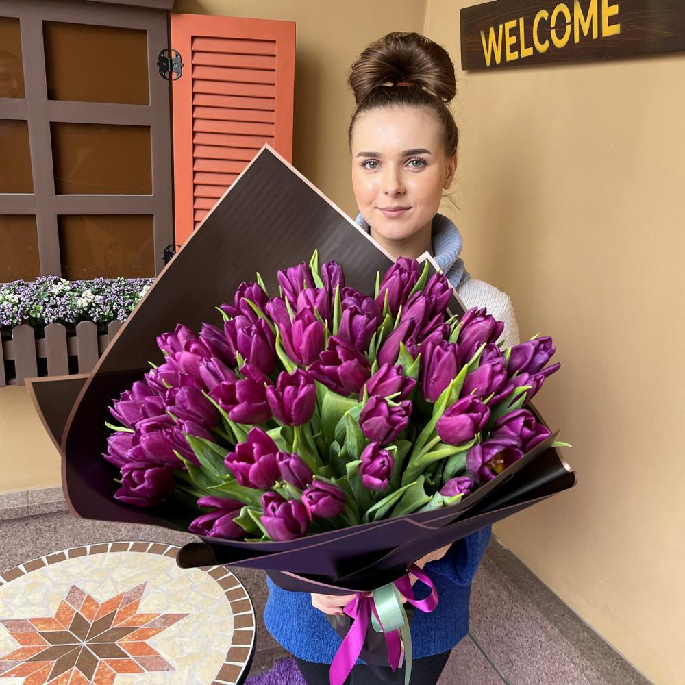 Букет из тюльпанов «Purple queen»