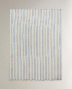 Zara Home плед детский из хлопка, синий, в полоску, 90x120 см