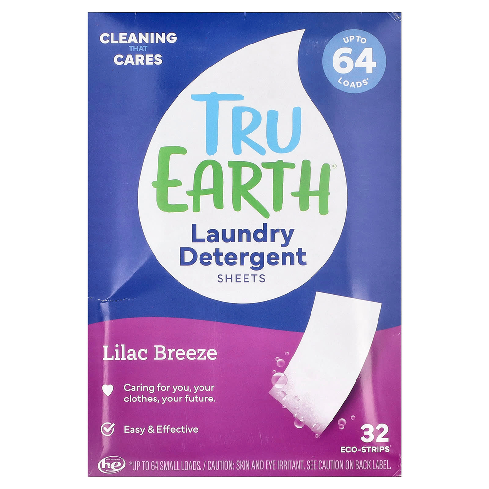 Tru Earth, пластины для стирки, сиреневый бриз, 32 эко-полоски