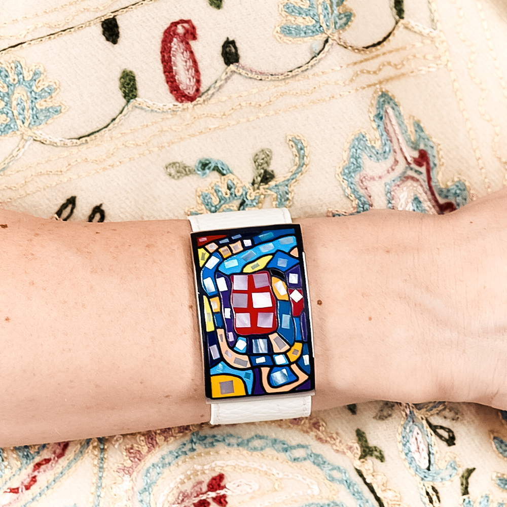 Браслет Fiore Luna на белом кожаном ремешке CB00100-1