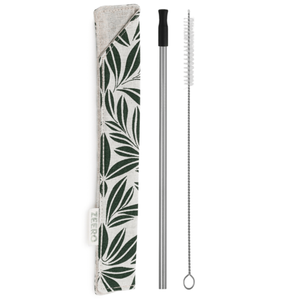 Трубочка металлическая ZEERO с ёршиком и наконечником в сумочке "Флора"