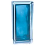 Стеклоблок Vitrablok Половинка Бирюза Волна 19x9x8 - окрашенный внутри