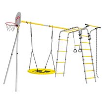 Детский спортивный комплекс для дачи ROMANA Акробат - 2 (желтый/серый) (Качели гнездо - 100см)