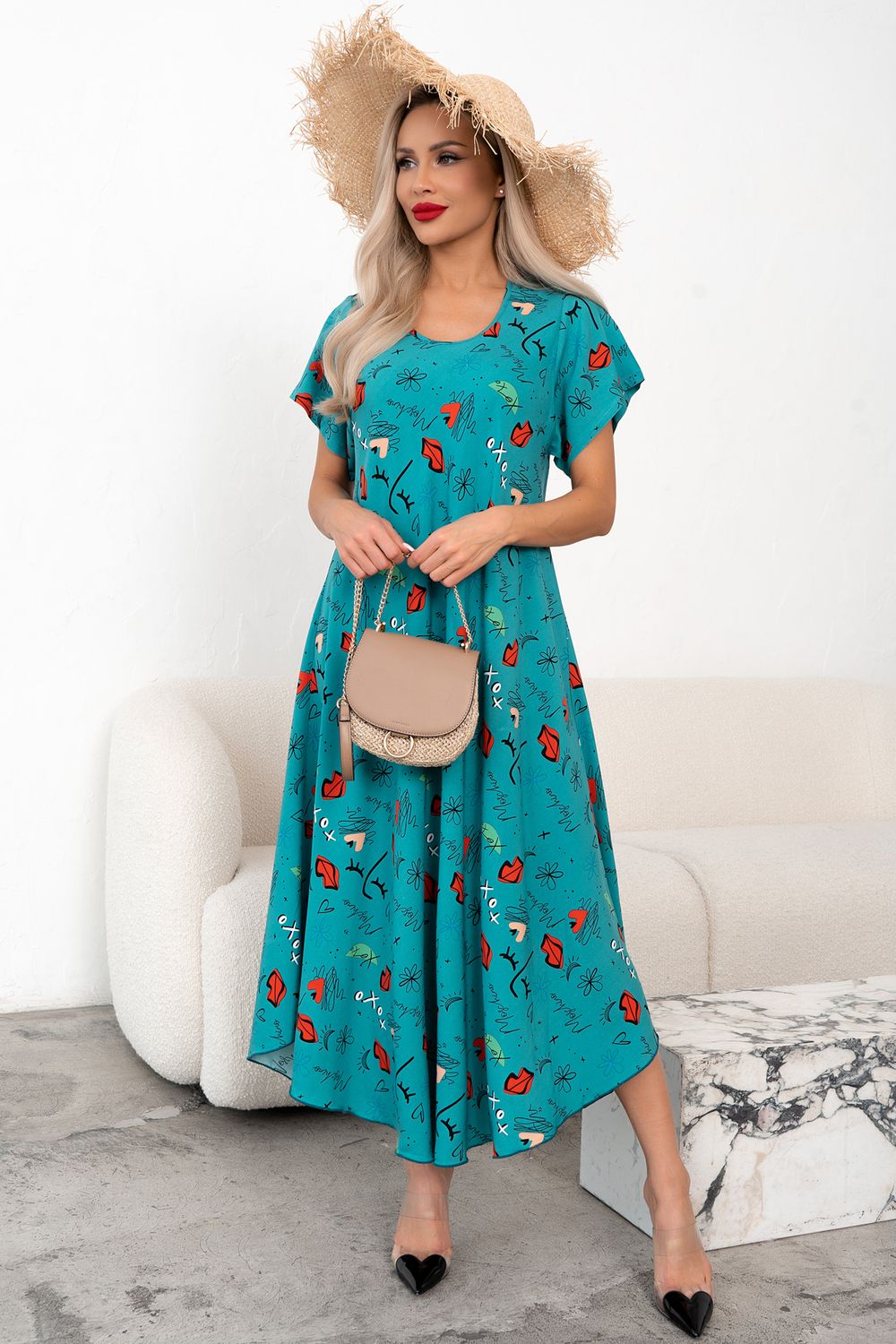 Платье Магия лета (бирюза)-54р-р Р11-867/33 Nikol