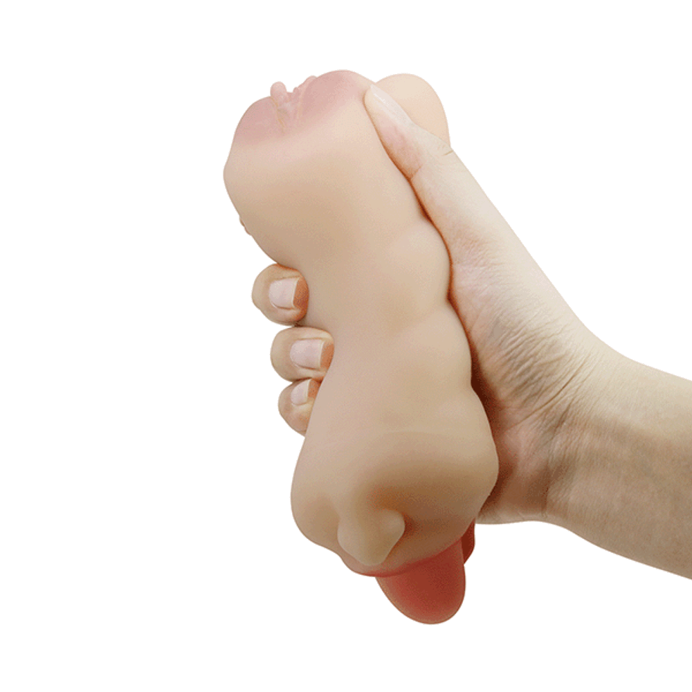 Телесный двустороний мастурбатор 18см ротик-вагина Pretty Love Crazy Bull Sarah Premium Dual Channel Male Masturbatur BM-009240N