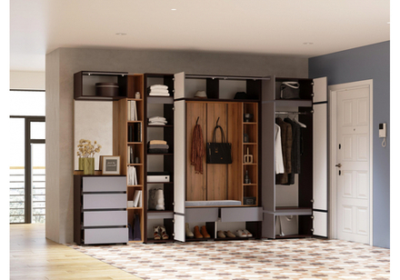 Прихожая Woodville Роут венге, графит софт  2