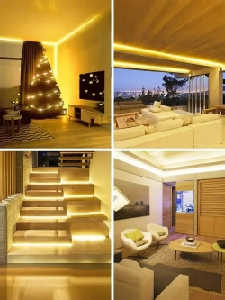 Светодиодная лента теплый белый, 5м, 12В, IP65, 120 LED/m + блок питания 220В, гибкий неон, неоновая подсветка.