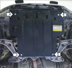 Усиленная защита Motodor картера двигателя, кпп. 2 мм, сталь. для Toyota Probox/succeed 2002-2014,Toyota Echo 1999-2005 арт.02522